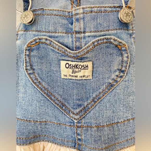 OshKosh B’Gosh Floral Butterfly Denim Overall Skirt Dress Blue Toddler Size 2T - Picture 1 of 9